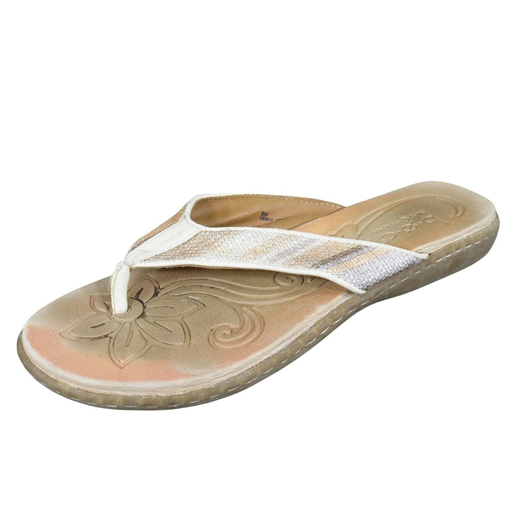 B.O.C. Zeva Women Sandal Size 8 Casual Comfort Thong Flip Flop Tan Gold Metallic
